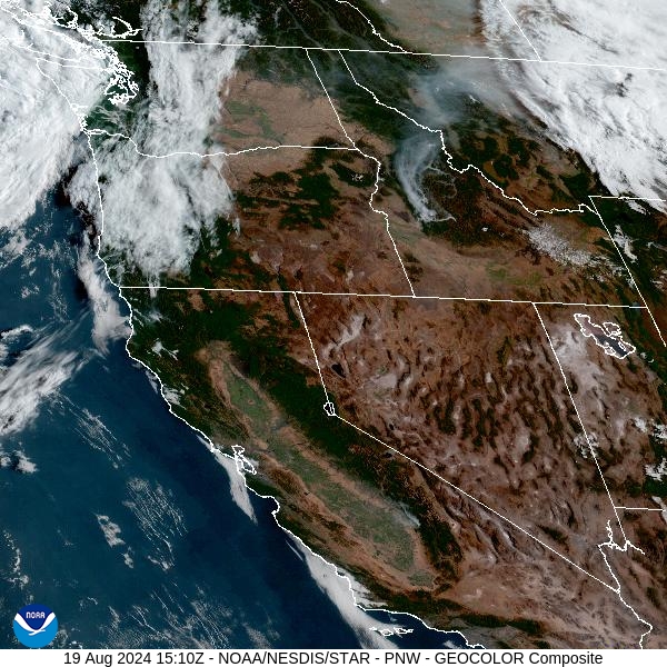 Monday morning’s satellite shows some smoke from Idaho wildfires surging north into Western Montana.